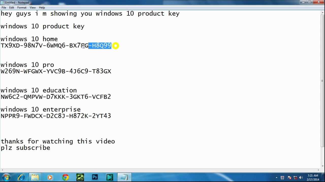 Windows 10 activation serial key